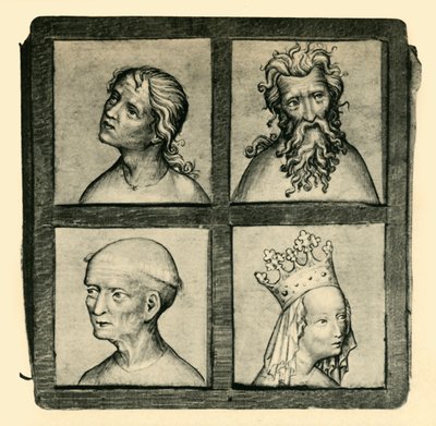 Croquis de têtes, début du 15e siècle, 1943 - Unbekannt