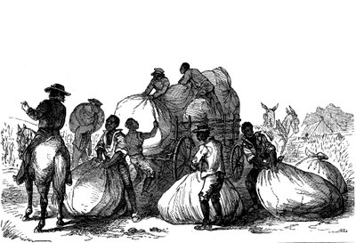 Travail forcé chargeant des sacs de coton sur une charrette, États du sud des États-Unis - Unbekannt