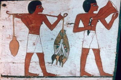 Esclaves portant des offrandes à Osiris, Sarcophage de la Dame de Madja, 18e dynastie - Unbekannt