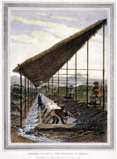 Esclaves lavant des diamants surveillés par des superviseurs avec des fouets, Brésil, 1815 - Unbekannt