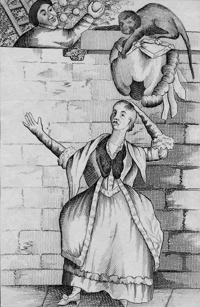 Tour de passe-passe par un singe - ou la tête de la dame déchargée, vers 1812 - Unbekannt
