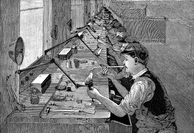 Soudure de pièces de vélo dans une usine américaine, c1900 - Unbekannt