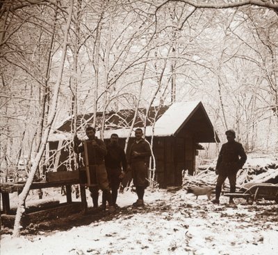 Soldats dans la neige, Forêt de la Reine, France, vers 1914-1918 - Unbekannt