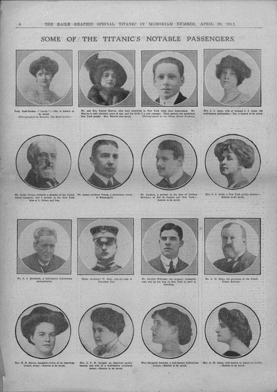 Quelques passagers notables du Titanic, 20 avril 1912 - Unbekannt