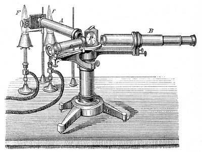 Appareil spectroscopique utilisé par Robert Wilhelm Bunsen et Gustav Robert Kirchhoff, vers 1895 - Unbekannt