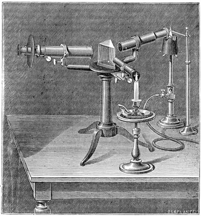 Appareil spectroscopique utilisé par Robert Wilhelm Bunsen et Gustav Robert Kirchhoff, vers 1895 - Unbekannt