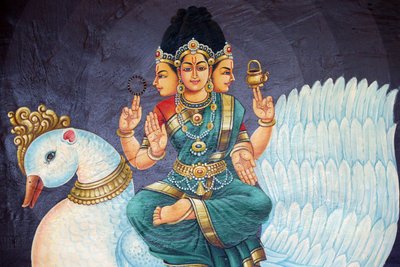 Temple hindou Sri Mariamman. Divinité hindoue. Sri Bramhi. Singapour - Unbekannt