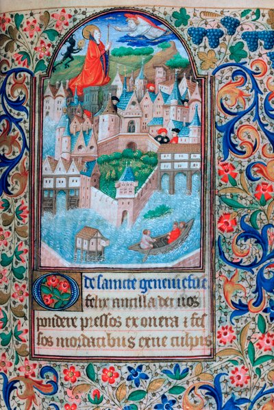 Sainte Geneviève priant sur les tours de Notre-Dame, Paris, 15ème siècle - Unbekannt
