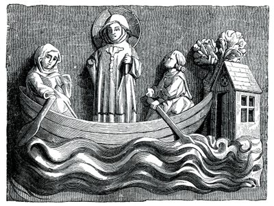 Saint Julien et Sainte Basilissa, sa femme, transportant le Christ dans leur bateau, 13ème siècle 1870 - Unbekannt