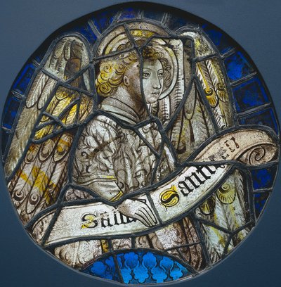 Vitrail rond avec un ange tenant un parchemin, vers 1425-1450 - Unbekannt