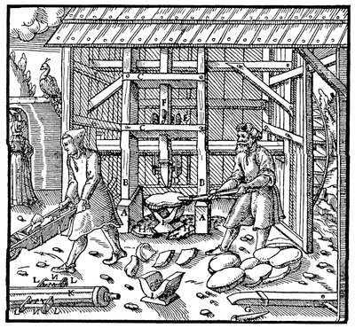 Timbre pour casser les gâteaux de coupellation de cuivre pour un affinage ultérieur, 1556 - Unbekannt