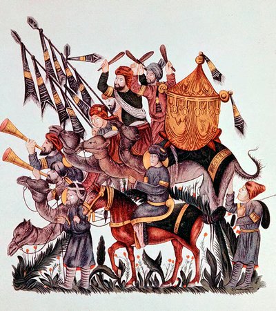Porte-étendards, tambours et trompettes d