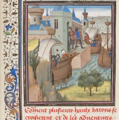 Départ pour la Quatrième Croisade. Miniature de l