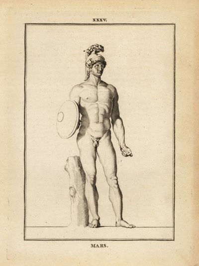 Statue de Mars, dieu romain de la guerre avec casque et bouclier - Unbekannt