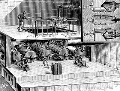 Turbines à vapeur installées dans le bateau à vapeur Queen de Douvres, 1904 - Unbekannt