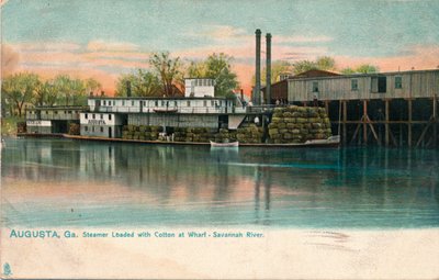 Vapeur chargé de coton à un quai, rivière Savannah, Augusta, Géorgie, 1908 - Unbekannt