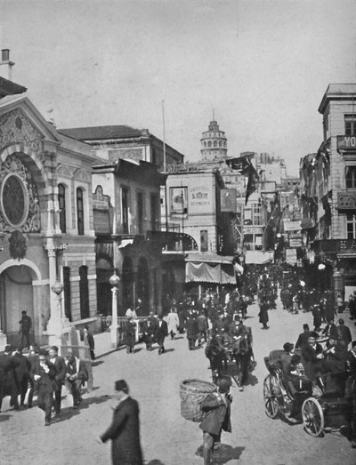 Vue de rue à Galata depuis le bout du pont, Constantinople, 1913 - Unbekannt
