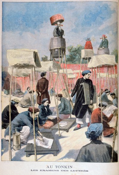 Étudiants passant un examen écrit, Tonkin, Vietnam, 1895 - Unbekannt