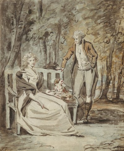 Étude pour un portrait : Une dame et un gentleman dans un parc - Unbekannt