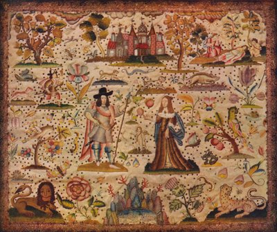 Panneau en stumpwork : les figures de Mars et Vénus - Unbekannt