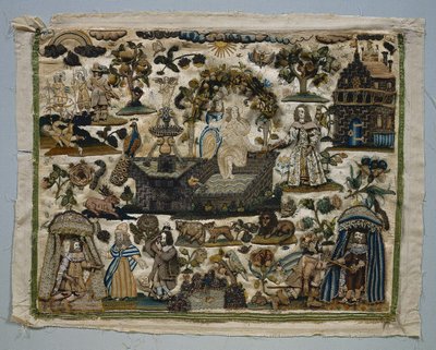 Panneau en broderie : Histoire de David et Bethsabée, 1658 - Unbekannt