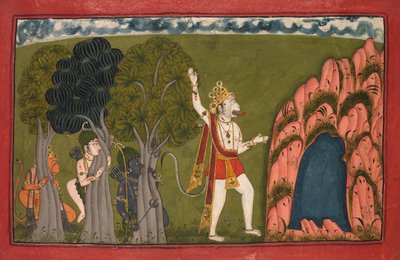 Sugriva général des singes défie son frère Bali, vers 1720 - Unbekannt