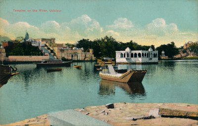 Temples sur la rivière, Udaipur, vers 1900 - Unbekannt