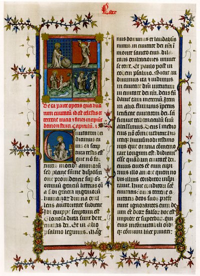 Page de texte avec scènes bibliques, fin du 14ème siècle - Unbekannt