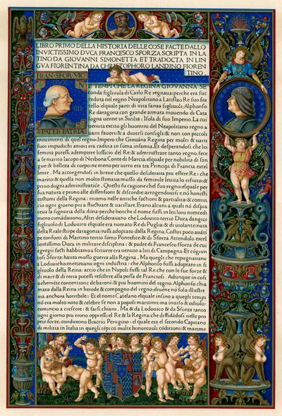 Page de texte avec portraits de Francesco Sforza - Unbekannt