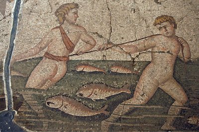 Thalasse et les pêcheurs nus, mosaïque de Vakto, détail, Turquie - Unbekannt