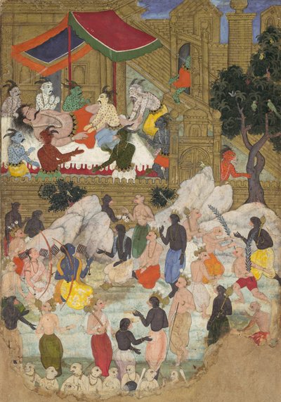 Le réveil de Kumbhakarna dans la ville dorée de Lanka, folio d