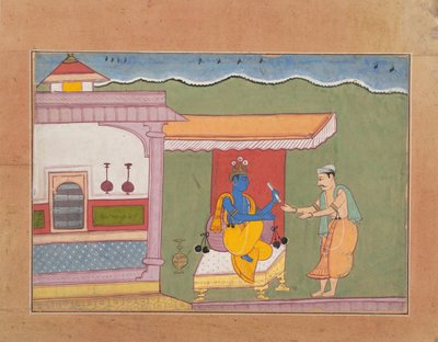 Le Brahmane Remet la Lettre de Rukmini à Krishna...d