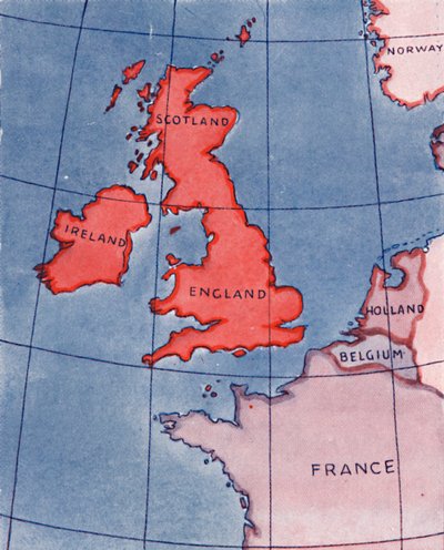 Les îles britanniques et la France, la Belgique et la Hollande à midi en été - Unbekannt