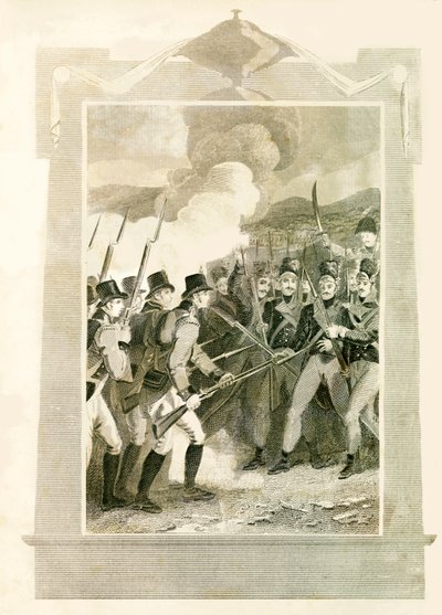 Les Britanniques attaquant les lignes françaises à la baïonnette lors de la bataille de Maida, 1806, 1816 - Unbekannt