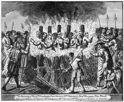 Le bûcher de Richard Woodman et de neuf autres martyrs protestants, à Lewes dans le Sussex - Unbekannt
