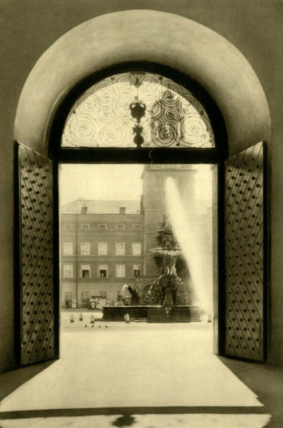 La tour du carillon et la fontaine de la résidence, Salzbourg, Autriche, vers 1935 - Unbekannt