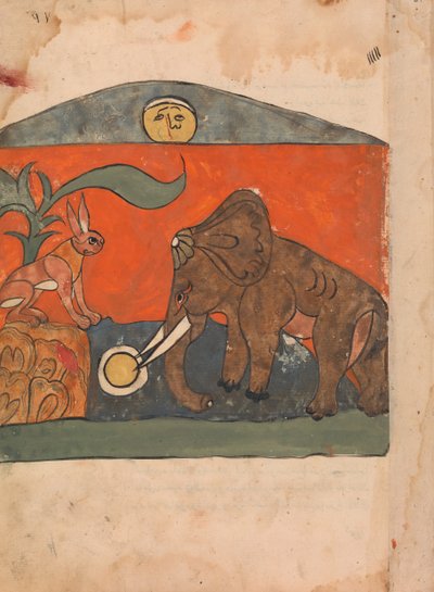 Le lièvre astucieux avec le roi des éléphants à la source de la lune... - Unbekannt