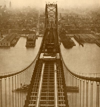 Pont suspendu sur la rivière Delaware, vers 1930 - Unbekannt