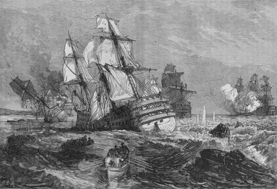 Les navires ennemis échoués au large de la pointe de Grao, vers 1880 - Unbekannt
