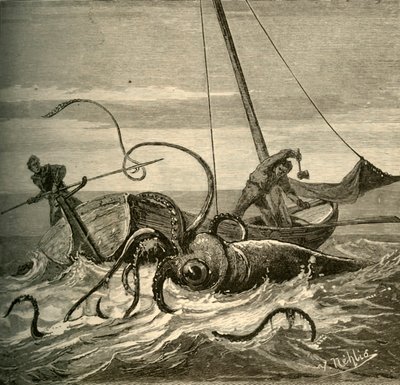 Les pêcheurs combattent le calmar géant, 1881 - Unbekannt