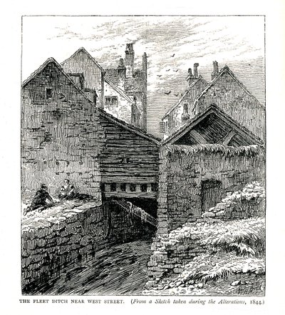 Le Fleet Ditch près de West Street, pendant les modifications, 1844 - Unbekannt