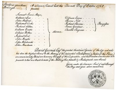 La Liberté de Stratford-upon-Avon, présentée à David Garrick, 1768, 1840 - Unbekannt