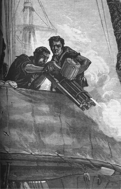 La mitrailleuse Gatling utilisée dans la marine britannique, vers 1880 - Unbekannt