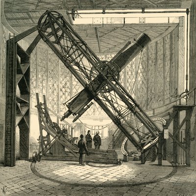 Le grand télescope équatorial dans le dôme, Observatoire de Greenwich, vers 1878 - Unbekannt