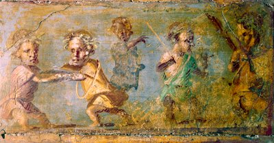 La chasse aux nains, fresque de Pompéi, vers 1er siècle av. J.-C. - 1er siècle apr. J.-C. - Unbekannt