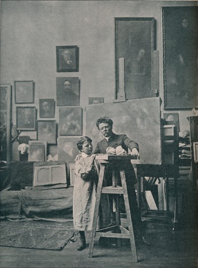 Le défunt Eugène Carrière dans son atelier, vers 1870-1890 - Unbekannt