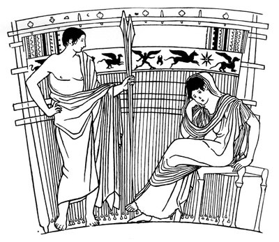 Le métier à tisser de Pénélope, du vase de Chuisi, étrusque, vers 400 av. J.-C., 1930 - Unbekannt
