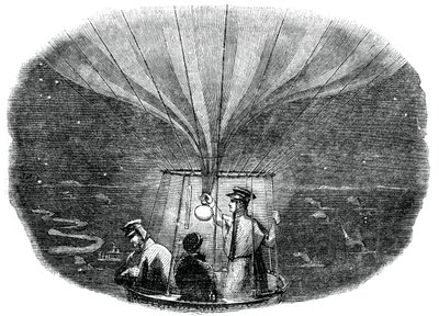 Le ballon Nassau passant au-dessus de Liège la nuit, 1836 - Unbekannt