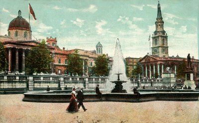La National Gallery, St Martin in the Fields, et les fontaines de Trafalgar Square, Londres, vers 1910 - Unbekannt
