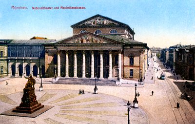 Le Théâtre National et la Maximilian Strasse, Munich, Allemagne, 1925 - Unbekannt